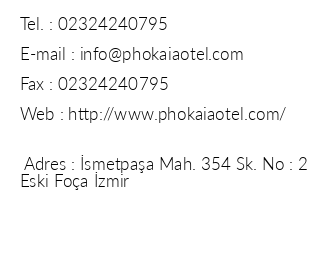 Hotel Club Phokaia iletiim bilgileri